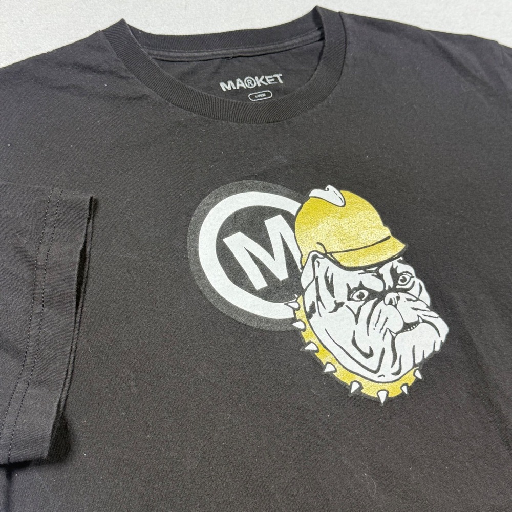 Market Bulldog Graphic T-Shirt Black Mens Large Buy Sell Superior Quality Tee
